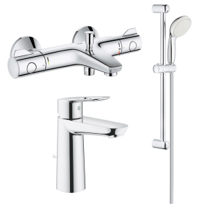 хорошая модель Комплект смесителей для ванной GROHE Grohtherm 800 + BauLoop хром латунь 34550TM