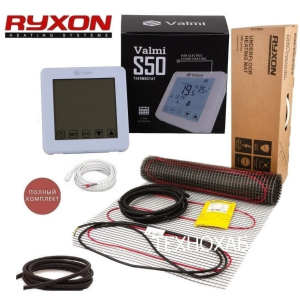 хорошая модель Теплый пол RYXON HM/11м² /2200Ват/ 200Вт/м² двухжильный нагревательный мат с сенсорным программируемым терморегулятором Valmi S50