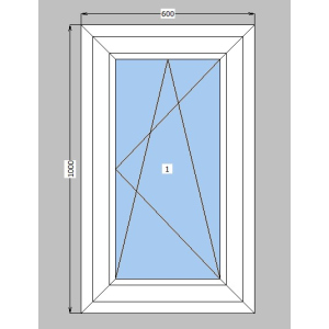 Окно металлопластиковое Rehau Synego 80 mm 1-створчатое поворотно-откидное, фурнитура Siegenia, 600х1000 мм, белое лучшая модель в Полтаве