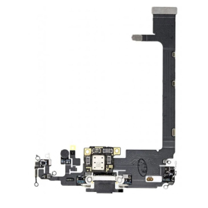 Шлейф для iPhone 11 Pro Max, с разъемом зарядки, с микрофоном, черный, Matte Space Gray High Copy лучшая модель в Полтаве