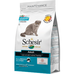 Сухой монопротеиновый корм для взрослых котов Schesir Cat Adult Fish с рыбой 1.5 кг (8005852760531)