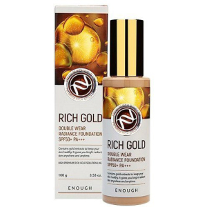 Тональний крем із золотом Enough Rich Gold Double Wear Radiance Foundation SPF50+ PA+++ №21 100 г (8809605871945) краща модель в Полтаві