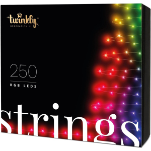 Світлодіодна Smart LED гірлянда Twinkly Strings RGB 250, BT+WiFi, Gen II, кабель IP44 чорний (TWS250STP-BEU) краща модель в Полтаві