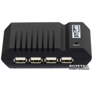 USB USB 2.0 4-х портовий Хаб з блоком живлення STLab (U-181 Black) в Полтаві