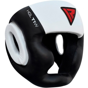 Боксерский шлем RDX WB L с защитой подбородка Черно-белый (80_10514) надежный