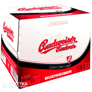 Упаковка пива Budweiser Budvar B Dark темне фільтроване 4.7% 0.5 л x 20 шт (8594403150827) краща модель в Полтаві