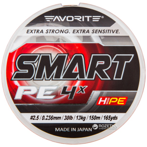 Шнур Favorite Smart PE 4x 150 м #2.5/0.256 мм 13 кг Помаранчевий (16931021)