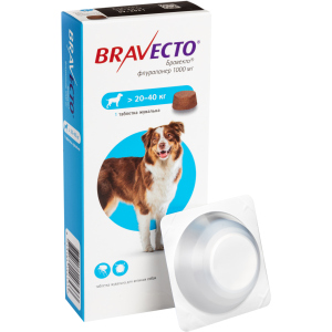 Жевательная таблетка Bravecto (Бравекто) от блох и клещей для собак 20 - 40 кг (8713184146533) ТОП в Полтаве