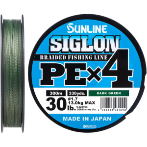 Шнур Sunline Siglon PE х4 300 м # 1.7/0.223 мм 13 кг Темно-зелений (16580949)