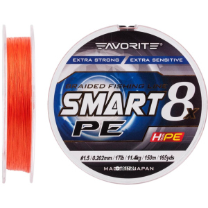 Шнур Favorite Smart PE 8x 150 м # 1.5/0.202 мм 11.4 кг Червоно-жовтогарячий (16931084) ТОП в Полтаві