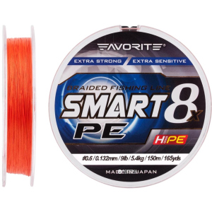 Шнур Favorite Smart PE 8x 150 м # 0.6/0.132 мм 5.4 кг Красно-оранжевый (16931080) в Полтаве