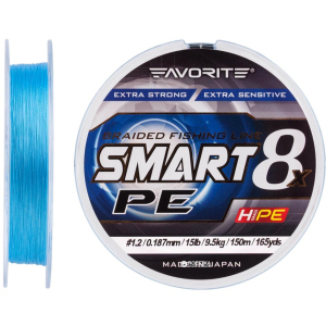 Шнур Favorite Smart PE 8x 150 м # 1.2/0.187 мм 9.5 кг Голубой (16931074) ТОП в Полтаве