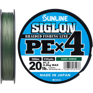 хорошая модель Шнур Sunline Siglon PE х4 300 м # 1.2/0.187 мм 9.2 кг Темно-зеленый (16580947)