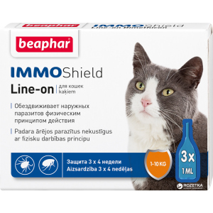 Капли Beaphar Immo Shield Line-on for Cats антипаразитные с диметиконом для котов и котят 3 пипетки (13581) (8711231135813) лучшая модель в Полтаве