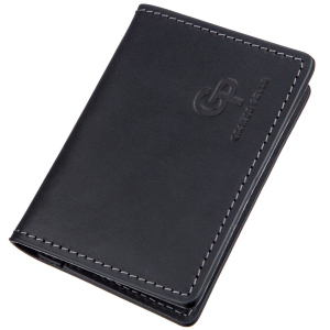 Шкіряна обкладинка на паспорт Grande Pelle leather-11203 Чорна ТОП в Полтаві