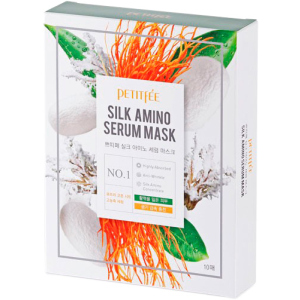 Маска для обличчя із протеїнами шовку Petitfee Silk Amino Serum Mask 10 х 25 г (8809508850030) краща модель в Полтаві