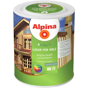 Лазур Alpina Aqua Lasur Fur Holz шовковисто-матовий 0.75 л Прозорий (930375) ТОП в Полтаві