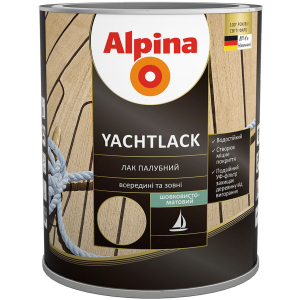 Лак палубный Alpina Yachtlack шелковисто-матовый 0.75 л Прозрачный (948103986) в Полтаве