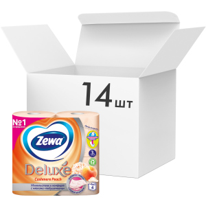 Упаковка туалетного паперу Zewa Deluxe тришаровий аромат Персик 14 шт по 4 рулони (7322540059793) в Полтаві