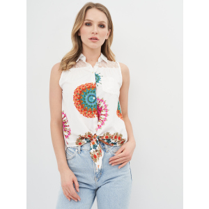 Блузка Desigual 65C22B0/1000 S Белая с принтом (8434486136885) рейтинг