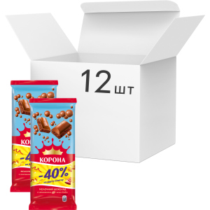 Упаковка шоколада Корона молочного пористого (80 г + 80 г) х 12 шт (7622210662897) краща модель в Полтаві