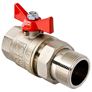 Кран із напівзгоном Valtec DN 1 1/4" (PN 40) з червоною ручкою (VT.227.N.07)