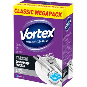 Таблетки для посудомоечных машин Vortex Classic 100 шт (55600020) лучшая модель в Полтаве