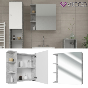 Дзеркальна шафа для ванної Vicco Fynn, 64x62, бетон