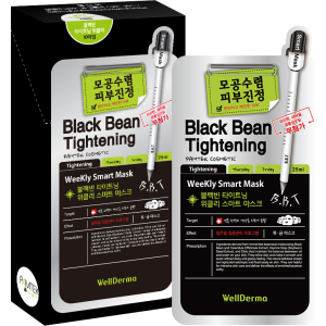 Тканевая маска для лица Wellderma Сужение пор Black Bean Tightening Weekly Smart Mask 10 шт x 25 мл (8809387192092) лучшая модель в Полтаве