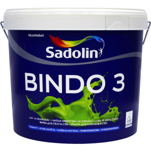 хорошая модель Краска Sadolin Bindo 3 - глубокоматовая латексная краска для стен и потолка, белая, BW, 7,5 л (5578682)