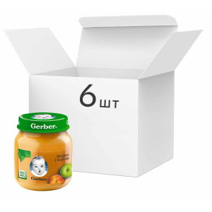 Упаковка фруктового пюре Gerber Яблуко та персик з 6 місяців 130 г х 6 шт (7613287166937) краща модель в Полтаві