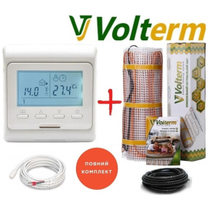 Кабельний мат Volterm Hot Mat 1,3м²/210Вт/ 180Вт/м² тепла підлога електрична під плитку з програмованим терморегулятором E51 ТОП в Полтаві