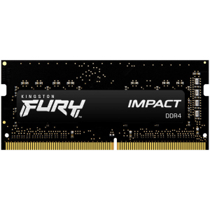 Оперативна пам'ять Kingston Fury SODIMM DDR4-3200 16384MB PC4-25600 Impact Black (KF432S20IB/16) в Полтаві