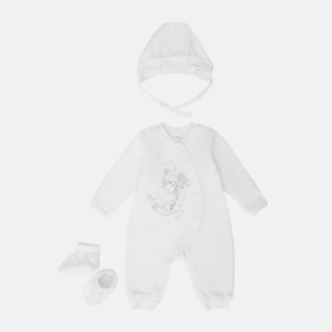 Людина тепла + чепчик + пінетки Garden Baby 29235-01 62 см Білі (4822923501206) ТОП в Полтаві