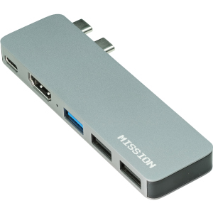 USB-хаб Mission Aluminium Mini Dual Type-C + USB-A + HDMI для Macbook Pro і Air Space Gray (MSH-Hub5)