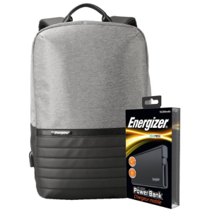 Рюкзак для ноутбука Energizer EPB001 15.6" Black/Grey + УМБ UE10004 Black (EPB001-GY+UE10004) надійний