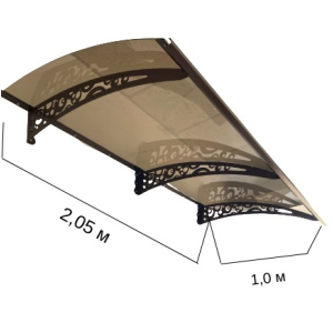 хорошая модель Готовый козырек 2,05х1,0м Стиль с монолитным поликарбонатом 3мм