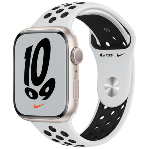 Смарт-годинник Apple Watch Series 7 Nike GPS 45mm Starlight Aluminium Case with Pure Platinum/Black Nike Sport Band (MKNA3UL/A) краща модель в Полтаві