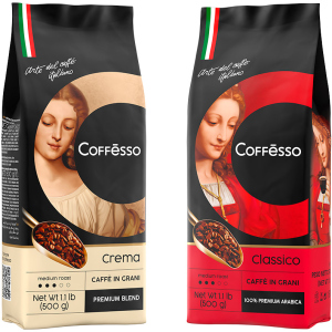 Набір кави в зернах Coffesso Classico 500 г + Coffesso Crema 500 г (2300000010107) в Полтаві