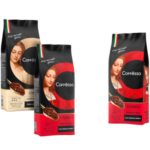 Набір кави в зернах Coffesso Classico 1000 г х 2 шт + Coffesso Crema 1000 г безкоштовно (2300000010251) ТОП в Полтаві