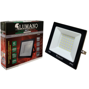 Прожектор LED SMD 50W 6000K (L-15см з радіатором) STANDARDeco чорний LUMANO краща модель в Полтаві