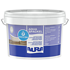 Влагостойкая шпатлевка Aura Luxpro Aqua Spackel белая для внутренних и наружных работ 16кг в Полтаве