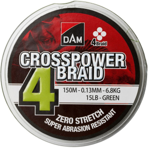 Шнур DAM Crosspower 4-Braid 150 м 0.13 мм 6.8 кг Зелений (66576)