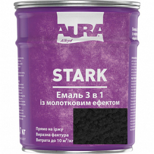 Молотковая эмаль Aura® Stark 3 в 1 черный №90 глянец 2.2 кг ТОП в Полтаве