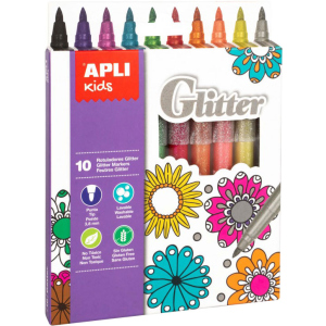 Набір маркерів Apli Kids Glitter з блискітками 10 кольорів (18218) (8410782182184) ТОП в Полтаві