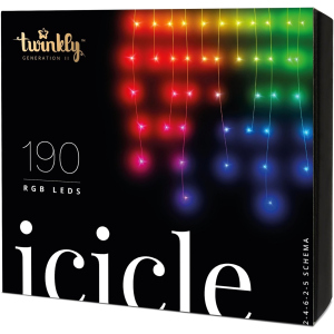 Світлодіодна Smart LED гірлянда Twinkly Icicle RGB 190, BT+WiFi, Gen II, кабель IP44 прозорий (TWI190STP-TEU) ТОП в Полтаві