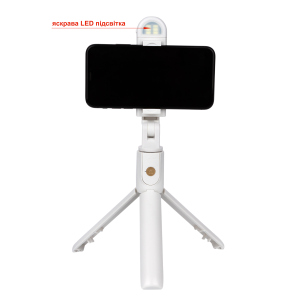 Селфи-монопод с подсветкой APEXEL LED Selfie Stick K10-S white лучшая модель в Полтаве