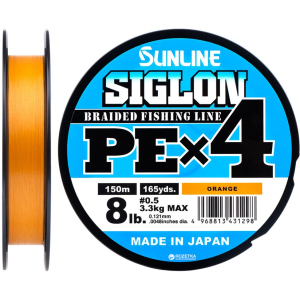 Шнур Sunline Siglon PE х4 150 м # 0.5/0.121 мм 3.3 кг Помаранчевий (16580929) в Полтаві