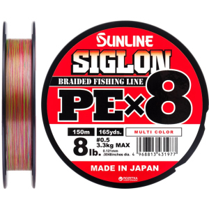 Шнур Sunline Siglon PE х8 150 м # 0.5/0.121 мм 3.3 кг Разноцветный (16580998) надежный