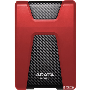 Жесткий диск ADATA DashDrive Durable HD650 1TB AHD650-1TU31-CRD 2.5" USB 3.1 External Red лучшая модель в Полтаве